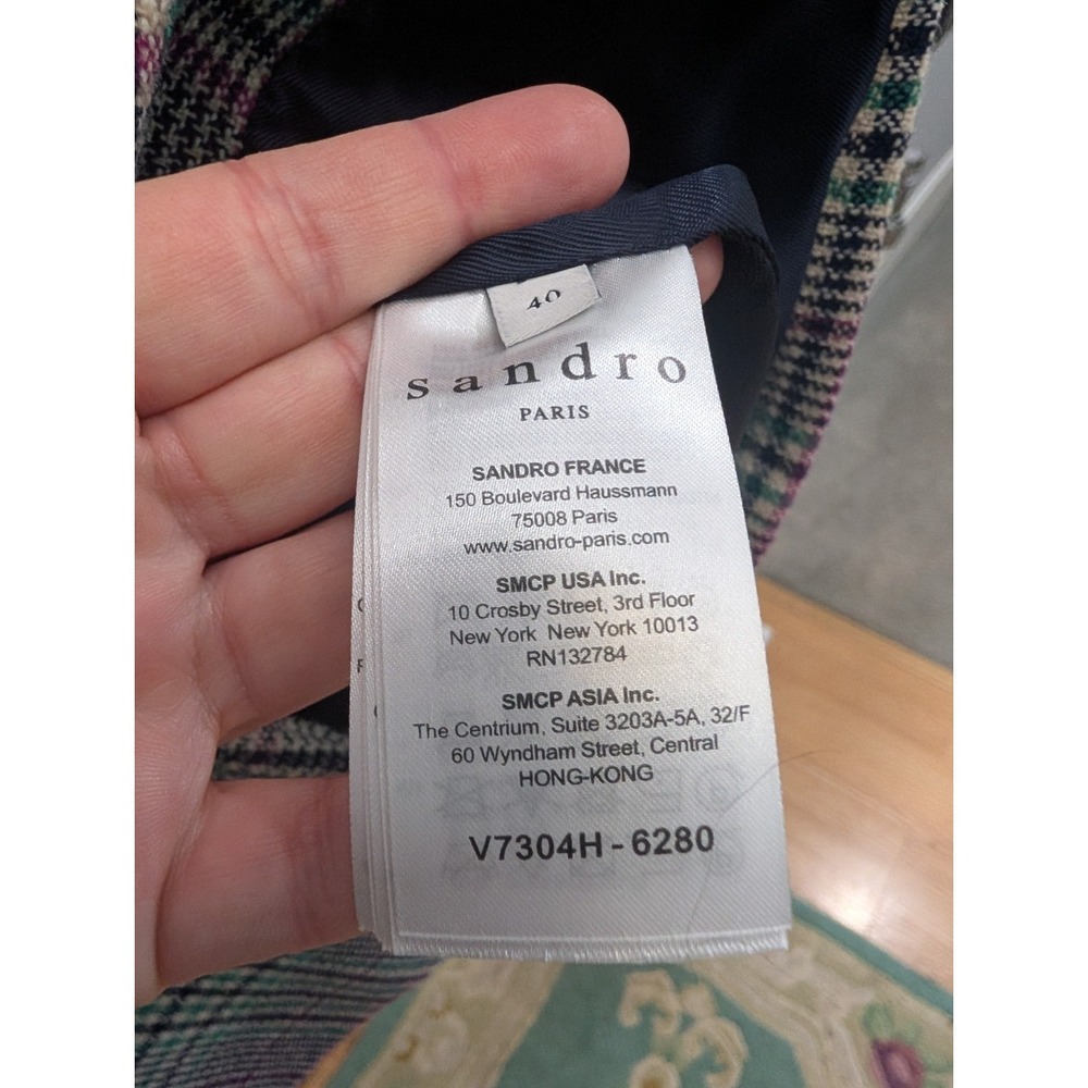 Sandro Tribu Houndstooth Wool Blazer - Picture 4 of 5